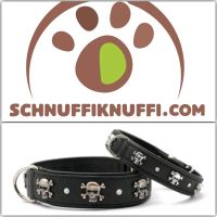 Hundehalsband Totenkopf MAUL Lederhalsband schwarz-schwarz/silber Hessen - Calden Vorschau