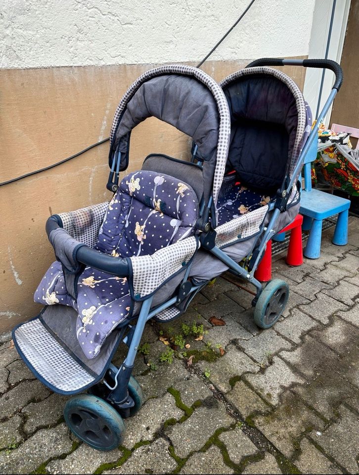 Blaue Bären Zwilling Kinderwagen in Weil am Rhein