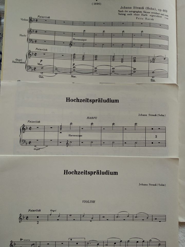 Klaviernoten Pianobuch Orgelheft Johann Strauß Hochzeitspräludium in Obernburg