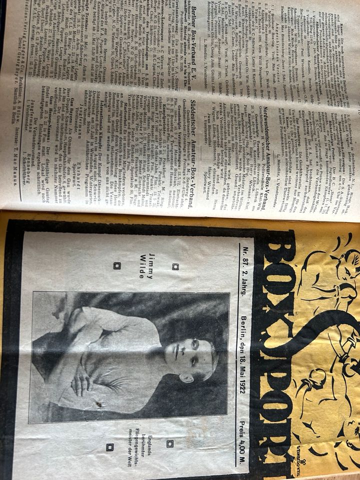 Boxsport 1922 mit Eintrittskarten und Biografien in Zeithain