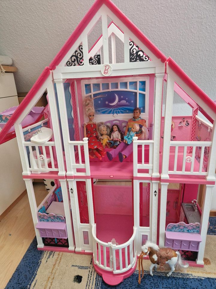 Puppenhaus Barbiehaus mit Puppen und Pferd in Flensburg