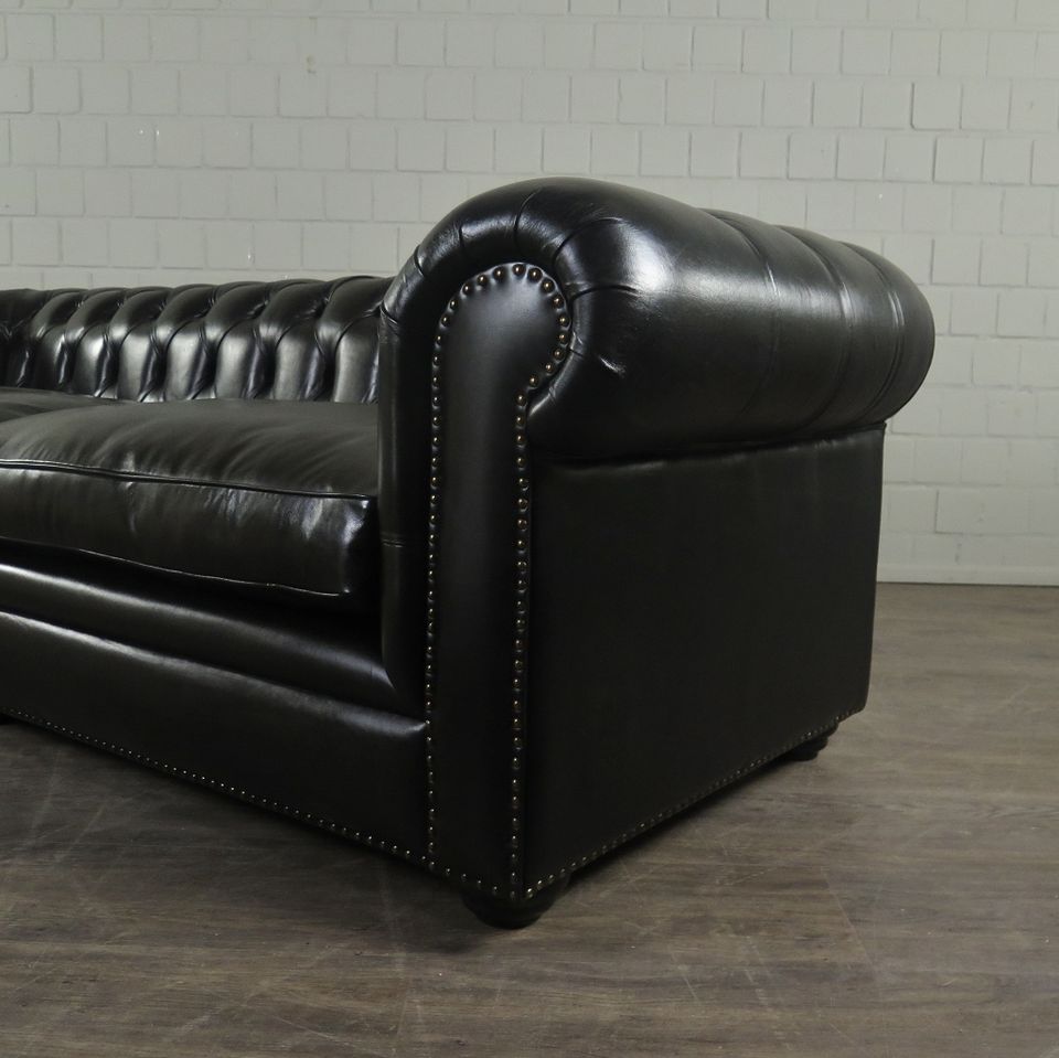 20913 Chesterfield Sofa Couch Leder Schwarz 2.40 m in München