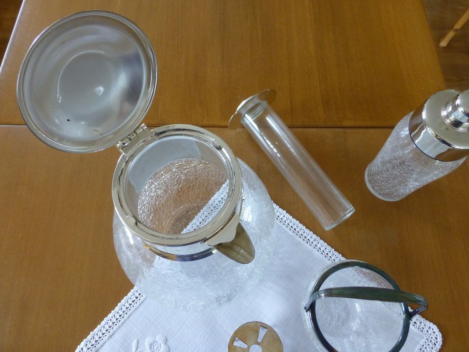 Kalte Ente,4 ltr,mit Glaseinsatz,Eiseimer,Shaker,Craquele,Silber in Wilnsdorf
