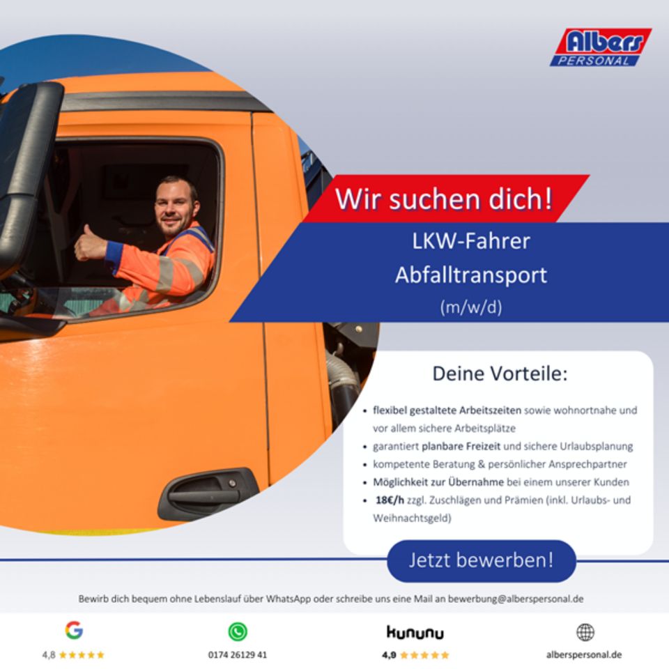 LKW-Fahrer gesucht (m/w/d) ab 18 € / Stunde!!! in Varel