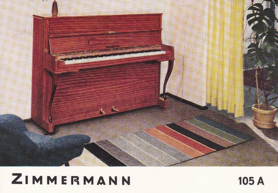 Poster DDR Werbung-Zimmermann historical poster piano production in Hainewalde