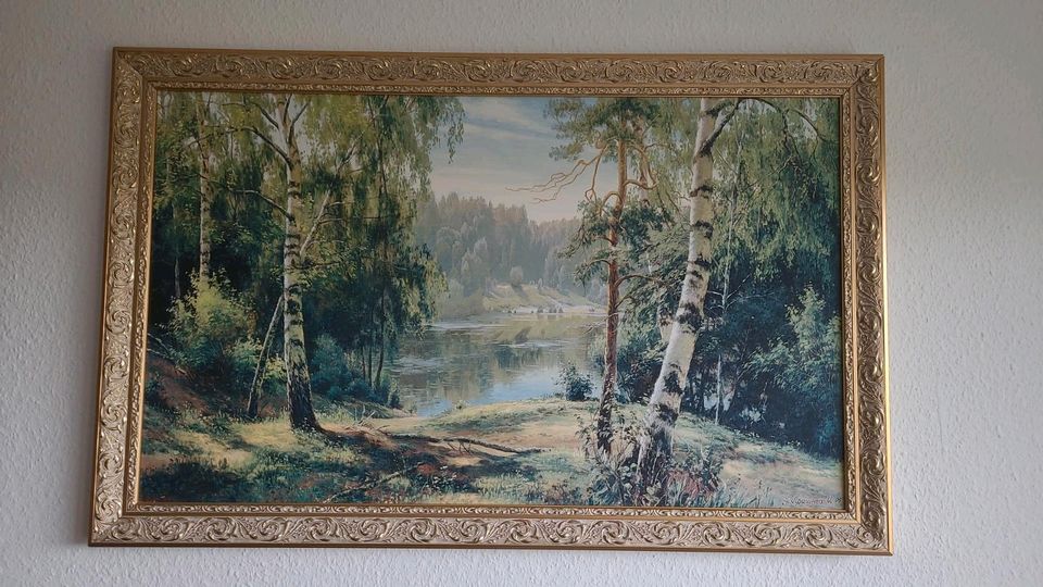 Landschaft Gemälde im Goldrahmen Barockrahmen 110x70 in Seehof