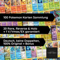 ⭐100 Pokémon-Karten Set | Deutsch | 100% Original | V, Vmax, ex, Holo, & mehr✨ | Ideales Geschenk & Starter-Set | Glurak, Pikachu & Evoli ⭐| Bonus ab 2 Sets✳️ | Pokemon Sammlung XL ⭐ Baden-Württemberg - Endingen Vorschau