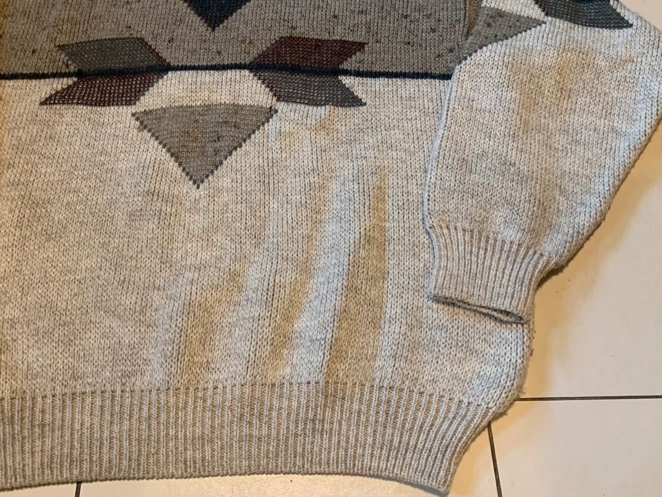 Vintage Pullover ProModa 52 L Woll-Mix Ethno Aztec Sherpa 80s 90s in Düsseldorf