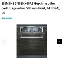 Siemens Geschirrspüler iQ300 SN63HX60AE vollintegriert Neu - nur Hessen - Kiedrich Vorschau
