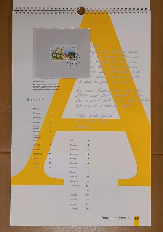 Briefmarkenkalender 1996 Deutsche Post AG in Köln