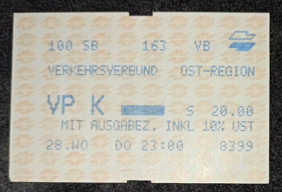 Fahrschein Verkehrsverbund Ost-Region Österreich 1990, Sammler in Oranienburg