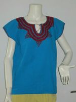 Gr. XS/ S Bluse Tunika Shirt Ethnic Boho blau mit roten Stick NEU München - Hadern Vorschau