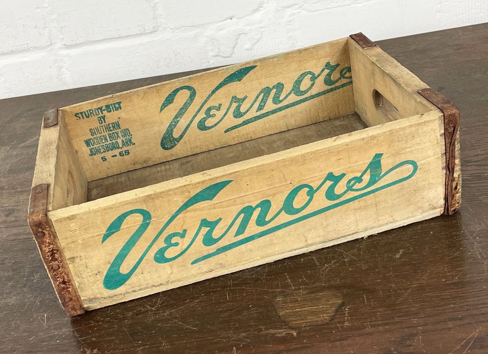 VINTAGE USA VERNORS GINGER ALE KISTE HOLZKISTE ANTIK ABLAGE BOX in Hamm