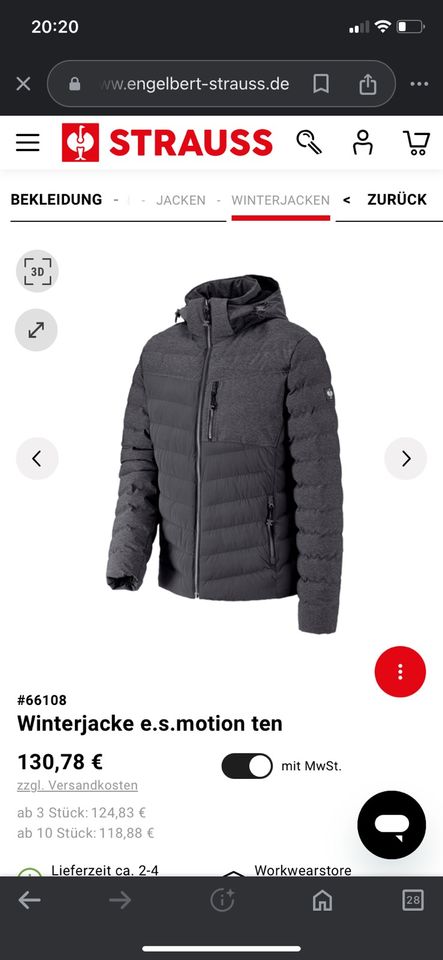 Engelbert Strauss Winterjacke neu grau gefüttert XL in Hannover