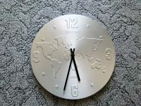 Wanduhr 30 cm Weltkarte 3D Quartz silbermetallic rund Wall Clock Rostock - Gross Klein Vorschau
