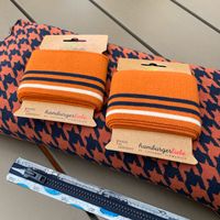 Nähpaket, Stoff, Strick-Jersey, Pepita, orange, blau Niedersachsen - Oldenburg Vorschau