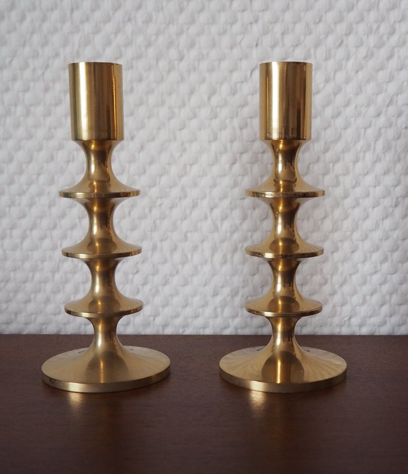 2er Set Messing Kerzenleuchter Midcentury, Vintage, gold in Nordstrand