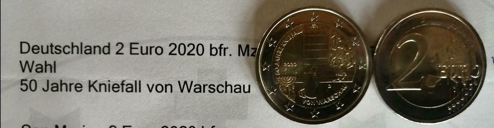2 € Gedenkmünze Deutschland 2020 "50 Jahre Kniefall von Warschau" in Odenthal
