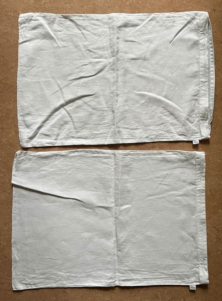 2 Kissenhüllen weißes Leinen 40x60 cm Reißverschluss in Lilienthal