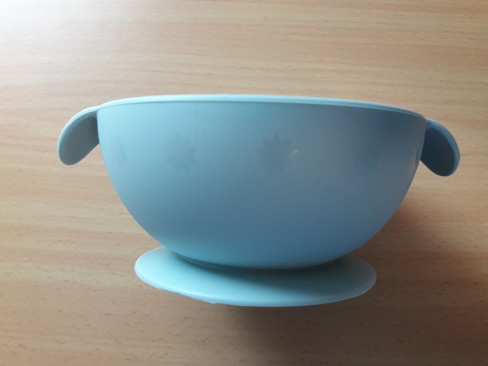 LÄSSIG Silikon Schüssel Bowl blau Baby Kinder Geschirr Saugnapf in Neumünster