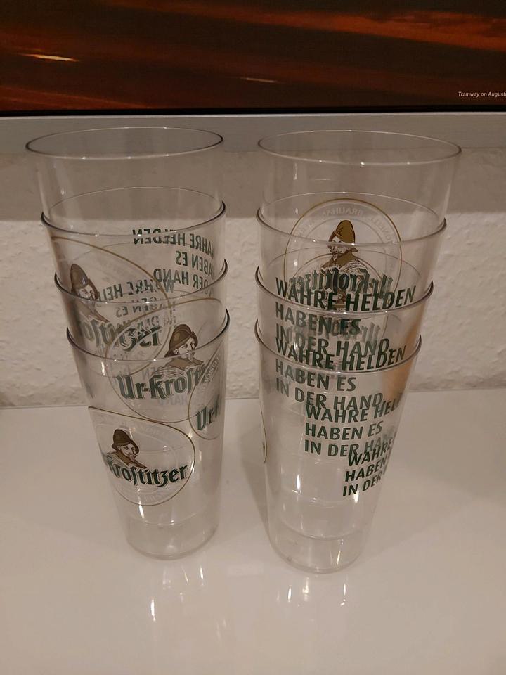 8 Hart-Plastik-Becher"Ur-Krostitzer"Bier Glas 0,4l Cup-Concept in Leipzig