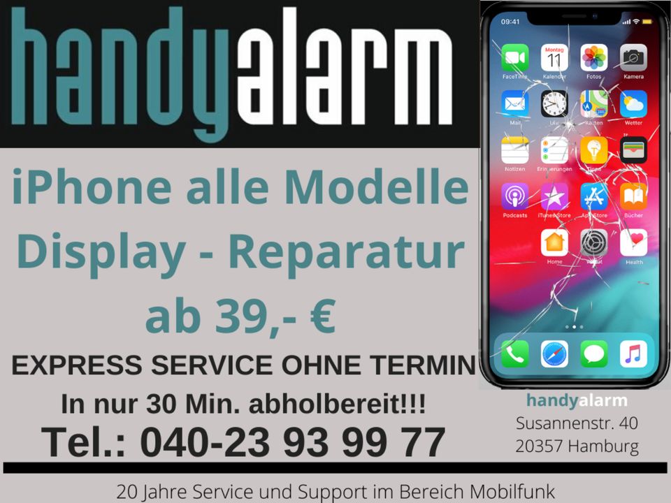 iPhone Reparatur 12 11 Pro Max X Xr Xs Xs MAX Displayreparatur + Einbau Austausch in Hamburg
