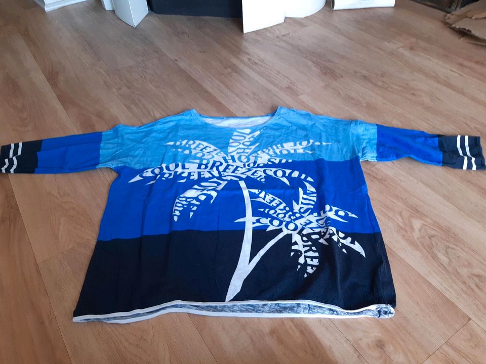 Tolles Shirt mit Palmendruck Gr. 44/46 XXL in Schwartbuck