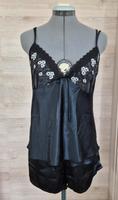 Elegantes schwarzes Satin-Negligé mit Shorts – Gr. S 36/38 Bayern - Fischach Vorschau