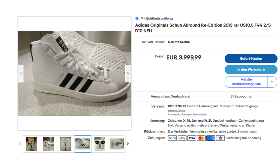 adidas All Round V originals retro vintage NEU OVP US6.5 EU39 in Hamburg Mitte HafenCity kleinanzeigen