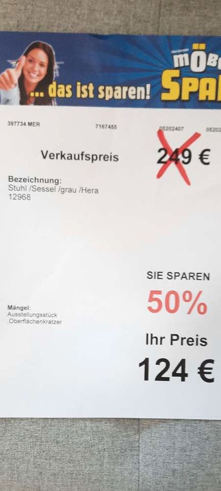 Stuhl-Sessel ,grau ,statt 249€ in Merseburg