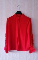 Zara Damen Bluse rot S Rüschen verdeckte Knopfleiste Zara Basic Hessen - Gernsheim  Vorschau