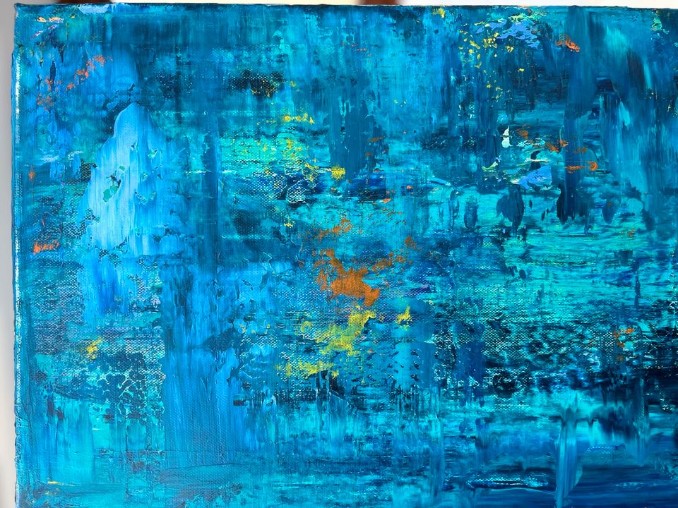 Abstraktes Bild Gemälde Kunst 100 x 120 groß blau weiß Neu in Hamburg