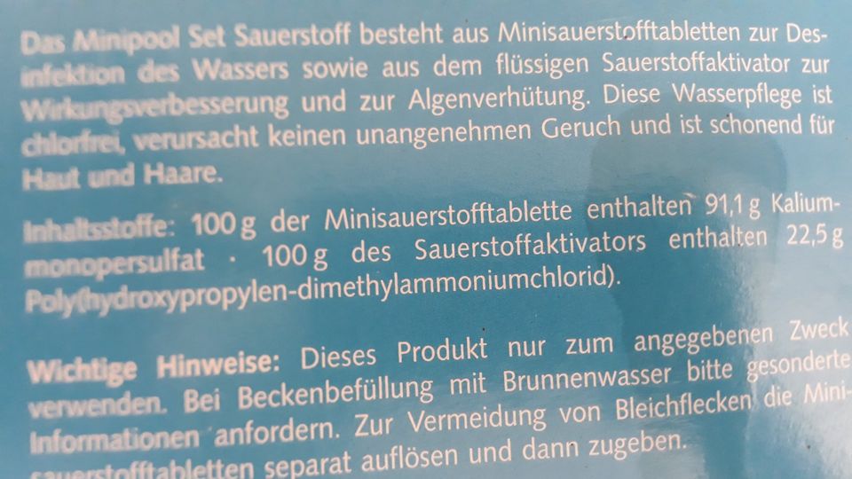 Pool Pflege Sauerstofftabletten Desinfektion Algenverhütung  NEU in Iserlohn