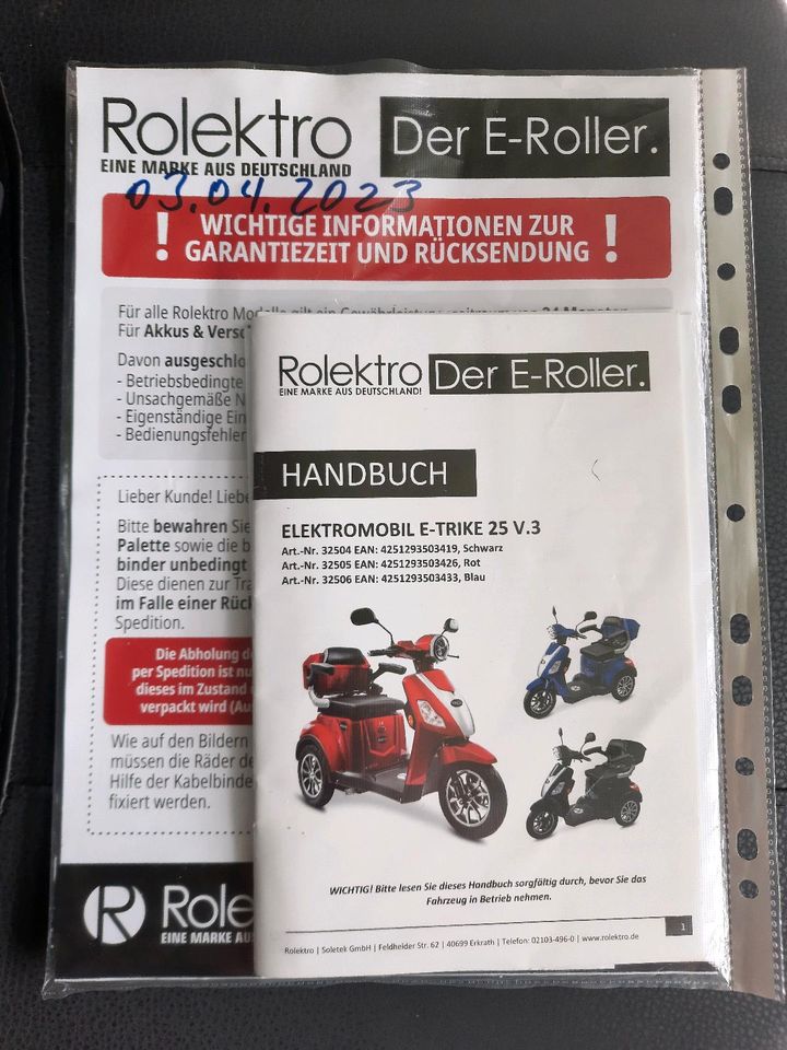 Rolektro e-trike 25 V.3 - 264km gelaufen - 1 Jahr Rest-Garantie in Sarstedt