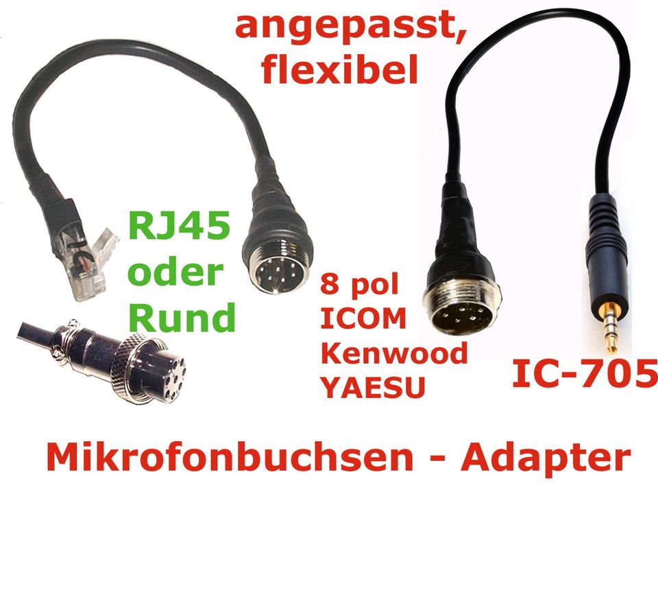 ICOM, IC 705, IC 905,  YAESU, Kenwood, Xiegu, Mikrofon Buchsen in Pleitersheim