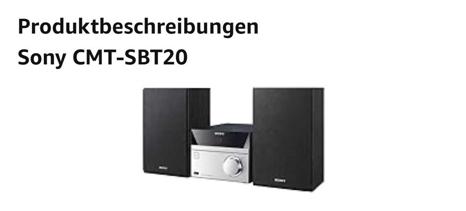 Sony CMT-SBT20B Micro-Systemanlage in Warngau