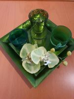Deko: Tablett, Teelicht Gläser, Kunst Orchidee - grün Berlin - Spandau Vorschau