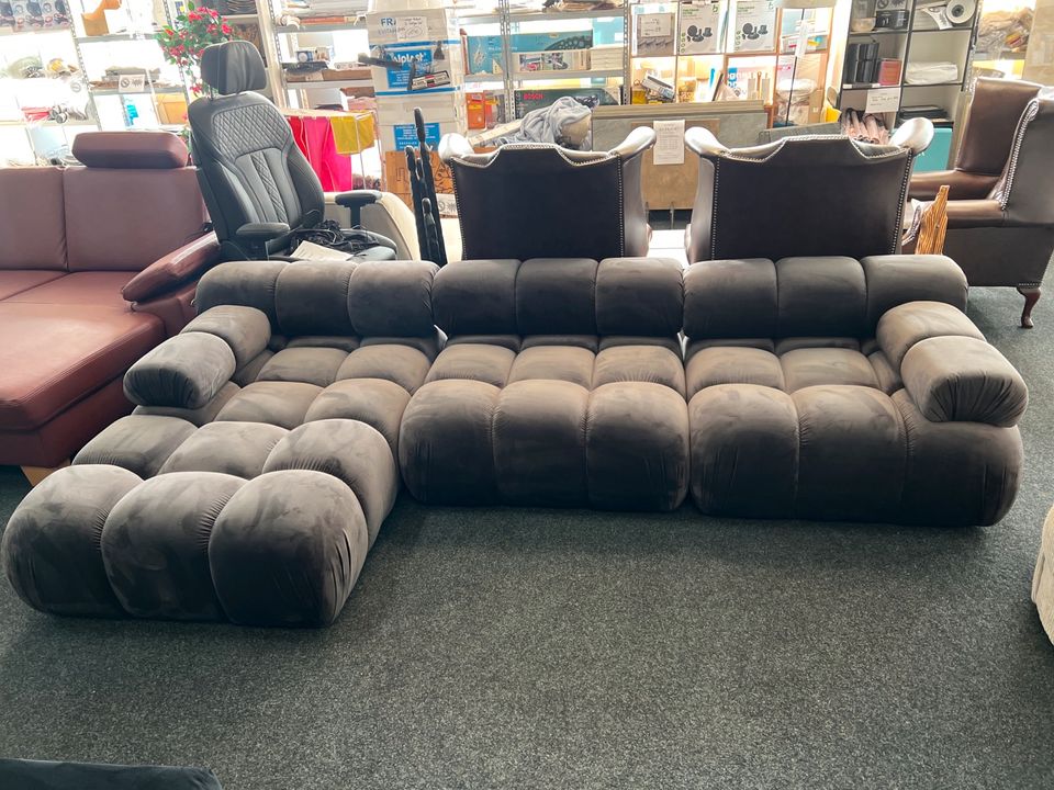 Ecksofa Modern Elemente Sofa Couch Samt grau Möbel UVP 1699€ in Alsfeld
