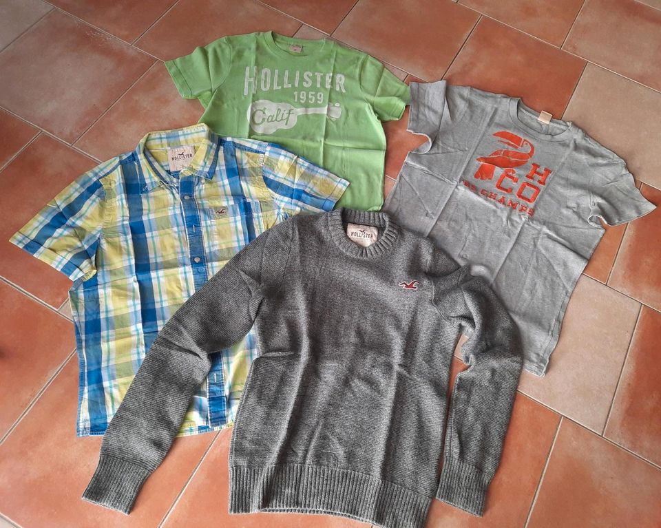 Set 4x Hollister T-Shirt + Hemd + Pullover Gr. M L in Bersteland