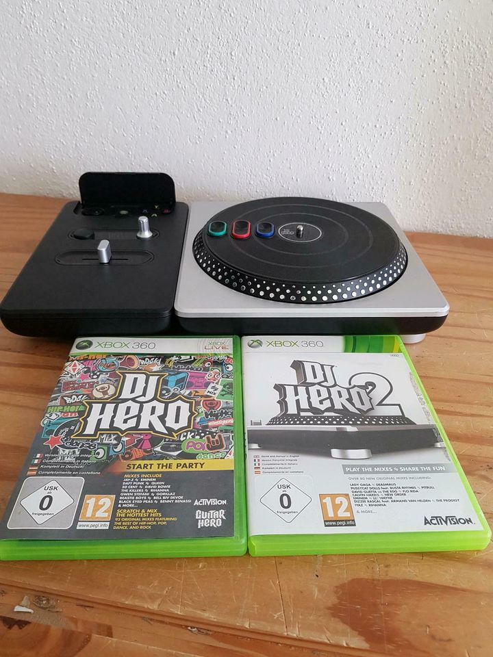 DJ HERO Wireless Turntable Controller für XBOX 360 und 2 Spiele in Rosenberg