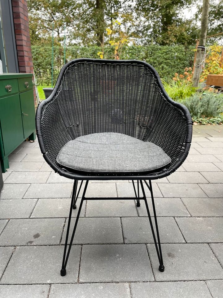 6 Gartensessel Capetown schwarz Rattan & Geflecht in Bocholt