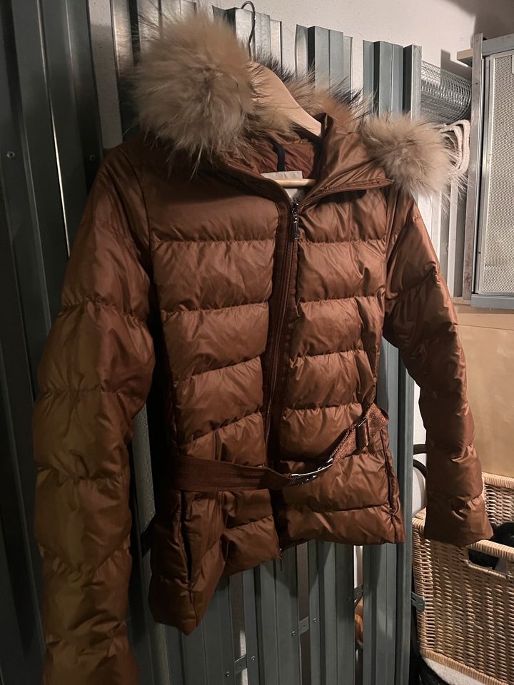 Moncler Daunenjacke cognac bronze S 1 Angers Fellkragen Kapuze in München