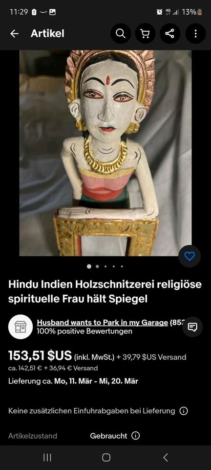 Hindu Indien deko alt vintage holzschnitzerei bonita Skulptur in Dresden