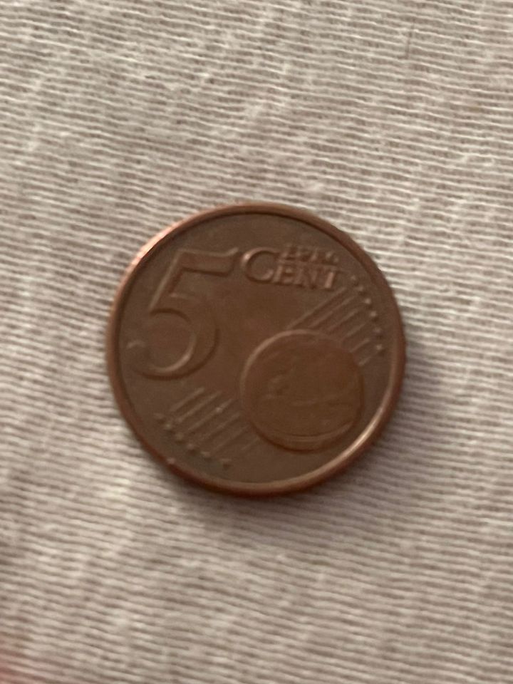 5 Cent Euro Münze BRD 2002 J Fehlprägung in Marienheide