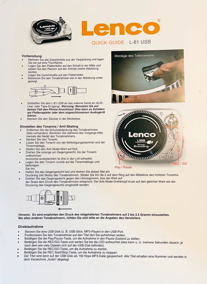 Plattenspieler LENCO L-81 USB in Dortmund