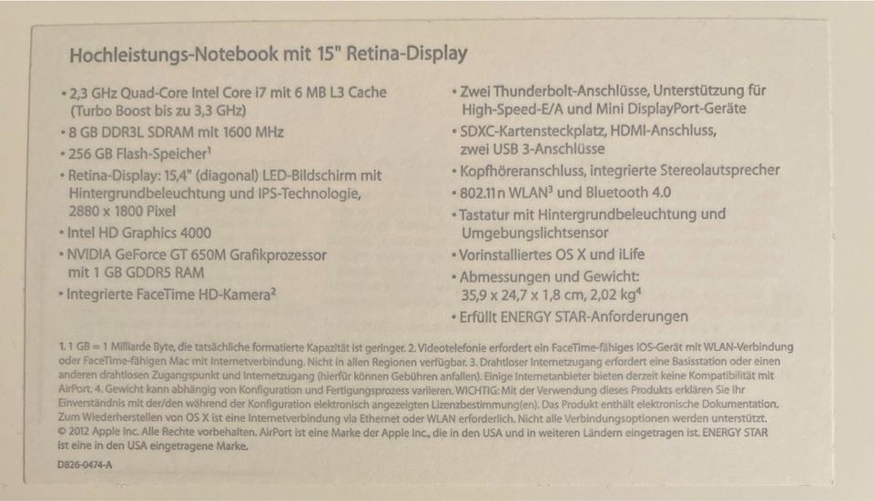 MacBook Pro 15" Retina mid-2012 in Leipzig