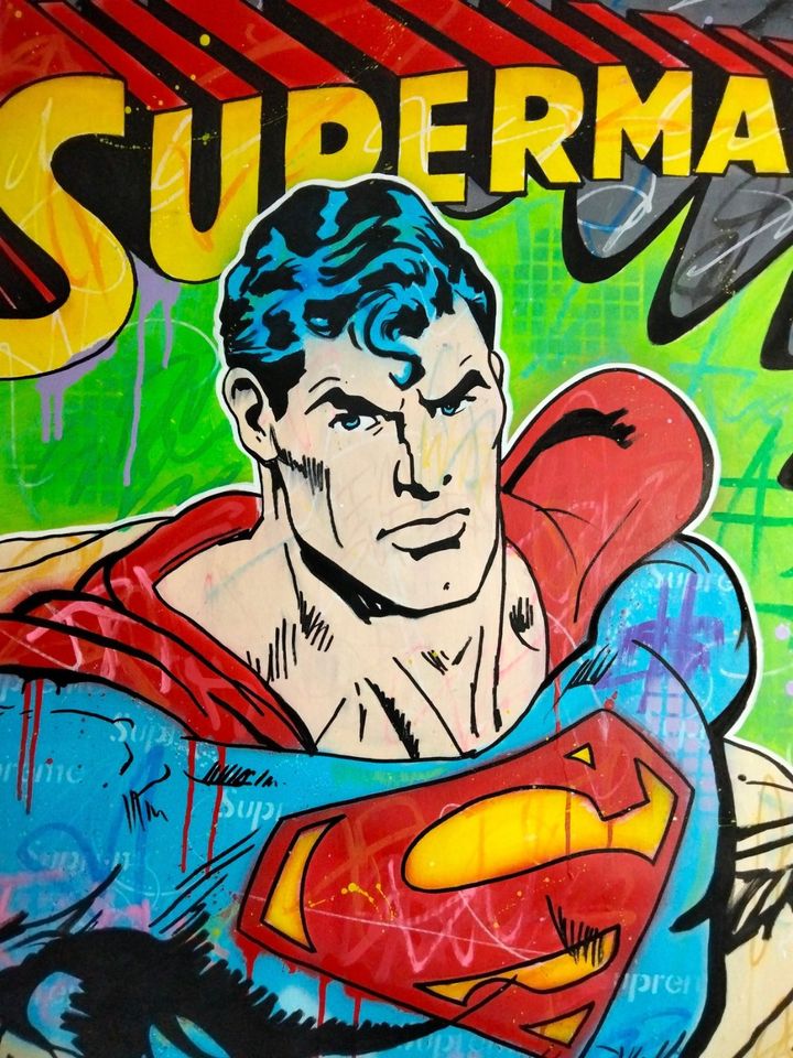 ✅Hipo (1988) - Superman X Supreme (Original artwork) / Wandbild, Kunstwerk, Acryl, Leinwand, Handgemalt in Horstmar