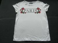 Shirt T-Shirt weiß mit Blumenmotiv und Schriftzug Paris Gr. S Nordrhein-Westfalen - Espelkamp Vorschau