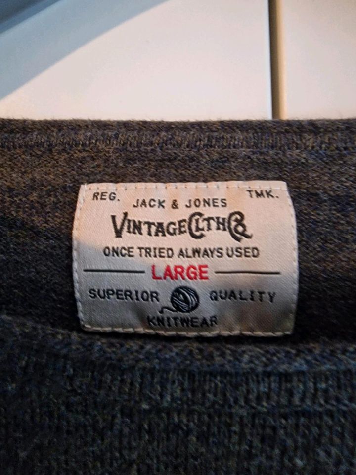 Jack & Jones Pullover Grau/Braun  100% Baumwolle  Gr.L gebraucht in Steinhagen