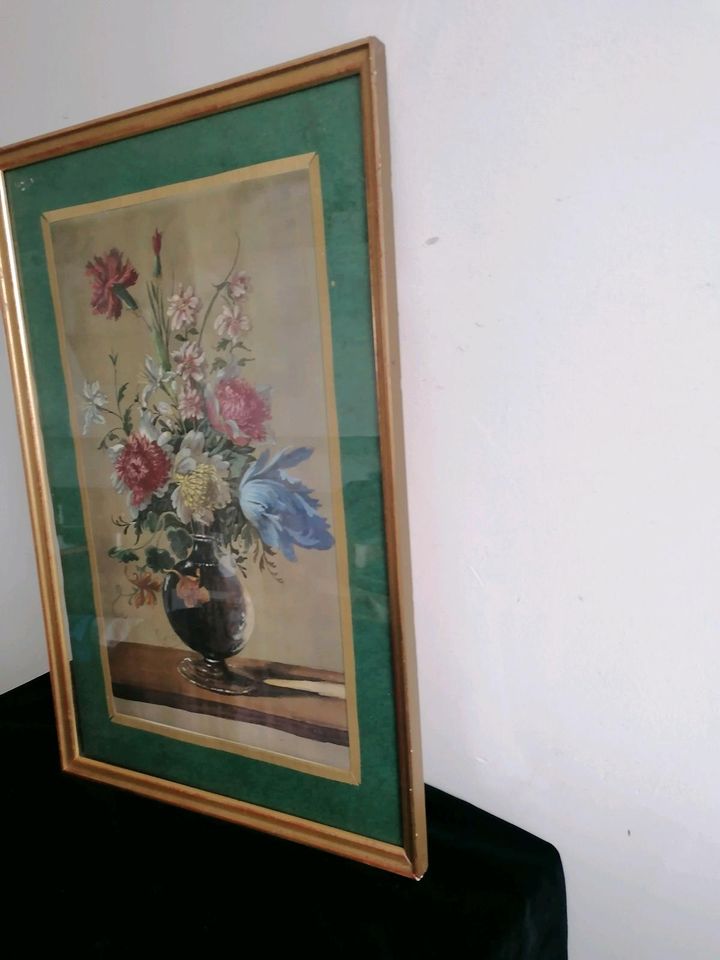 Altes Bild Gemälde Vintage 54 cm groß Altmeisterblumen in München
